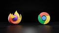 Mozilla Firefox and Google Chrome 3D logo