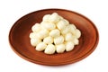 Mozzarella baby pyramid on a plate isolated