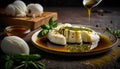 Mozzarella & Basil Salad with Olive Oil Dressing and Cherry Tomatoes - ai generated