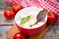 Mozzarella and basilicas Royalty Free Stock Photo