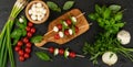 Mozzarella Cheese Balls and Cherry Tomatoes on Skewers