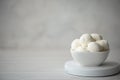 Mozzarella cheese balls in a white bowl Royalty Free Stock Photo