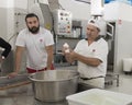 Mozzarella cheese making demonstration at L`Amordi Latte, a company that produces all types of cheese in Cavallino, Italy.