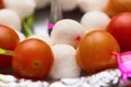 Mozzarella cheese tomato canape snack Royalty Free Stock Photo