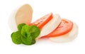 Mozzarella cheese and tomato isolated Royalty Free Stock Photo