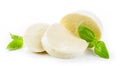 Mozzarella cheese on white background Royalty Free Stock Photo