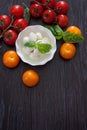 Mozzarella, cherry tomatoes and basil Royalty Free Stock Photo