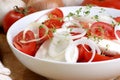 mozzarella with fresh organic garlic and tomato
