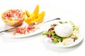 Mozzarella and ham and melon Royalty Free Stock Photo