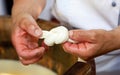 Handmade Production of Mozzarella with Bufala Milk Royalty Free Stock Photo