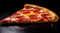 mozzarella pizza slice on black background Royalty Free Stock Photo