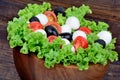 Mozzarella salad in a bowl on table Royalty Free Stock Photo
