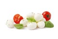 Mozzarella with tomatoes and basil isolated on white background Royalty Free Stock Photo