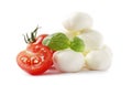 Mozzarella with tomatoes and basil isolated on white background Royalty Free Stock Photo