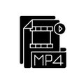 MP4 file black glyph icon