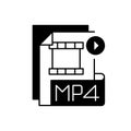 MP4 file black linear icon