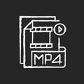 MP4 file chalk white icon on black background