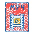 mp4 file format document icon doodle illustration Royalty Free Stock Photo
