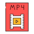 mp4 file format document icon color illustration