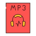 mp3 file format document icon color illustration
