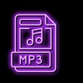 mp3 file format document neon glow icon illustration Royalty Free Stock Photo