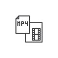 Mp4 file format outline icon