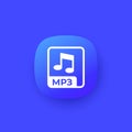 mp3 file icon, lossy audio format vector