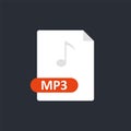 Mp3 file icon. Mpeg Audio Layer 3 format file icon. Vector