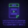 MP4 file neon light icon