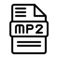 Mp2 File type Icons. Audio Extension icon Outline Design. Vector Illustrations Royalty Free Stock Photo