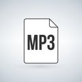 MP3 icon, labeled MP3 music audio format file type icon, Vector illustration isolated on white background.