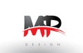MP M P Brush Logo Letters with Red and Black Swoosh Brush Front