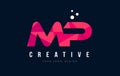 MP M P Letter Logo with Purple Low Poly Pink Triangles Concept