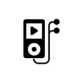 MP3 Music Player with Headphones Flat Vector Icon Royalty Free Stock Photo