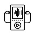 Mp3 player with a headphones vector icon. Royalty Free Stock Photo