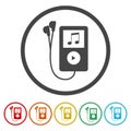 Mp3 player icon. Set icons in color circle buttons Royalty Free Stock Photo