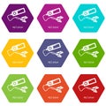 Mp3 player icons set 9 vector