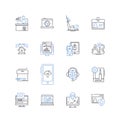 MP3 player kiosk line icons collection. Music, Player, Listening, Digital, Audio, Headphs, Entertainment vector and