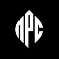 MPC circle letter logo design with circle and ellipse shape. MPC ellipse letters with typographic style. The three initials form a Royalty Free Stock Photo