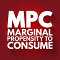 MPC - Marginal Propensity to Consume acronym, business concept background Royalty Free Stock Photo