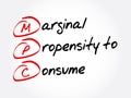 MPC - Marginal Propensity to Consume acronym, business concept background Royalty Free Stock Photo