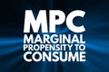 MPC - Marginal Propensity to Consume acronym, business concept background Royalty Free Stock Photo