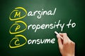 MPC - Marginal Propensity to Consume acronym, business concept on blackboard