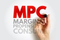 MPC Marginal Propensity to Consume - proportion of an increase in income that gets spent on consumption, acronym text concept Royalty Free Stock Photo