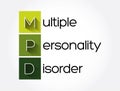 MPD - Multiple Personality Disorder acronym, medical concept background