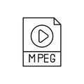 Mpeg, archive, player icon. Simple line, outline vector elements of cinematography icons for ui and ux, website or mobile