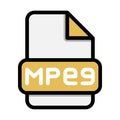 Mpeg file icons. Flat file extension. icon video format symbols. Vector illustration. can be used for website interfaces, mobile