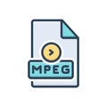 Color illustration icon for Mpeg, dat and document