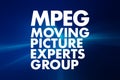 MPEG - Moving Picture Experts Group acronym, technology concept background Royalty Free Stock Photo