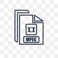 Mpeg vector icon isolated on transparent background, linear Mpeg